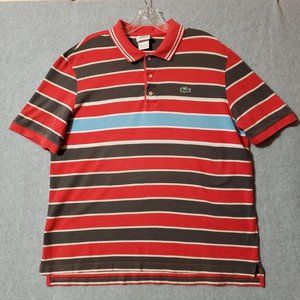 🚫SOLD🚫Lacoste green and orange stripped Polo shirt short sleeve men size 6
